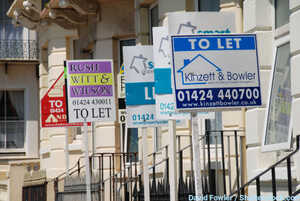 Estate agent signs advertising homes for rent